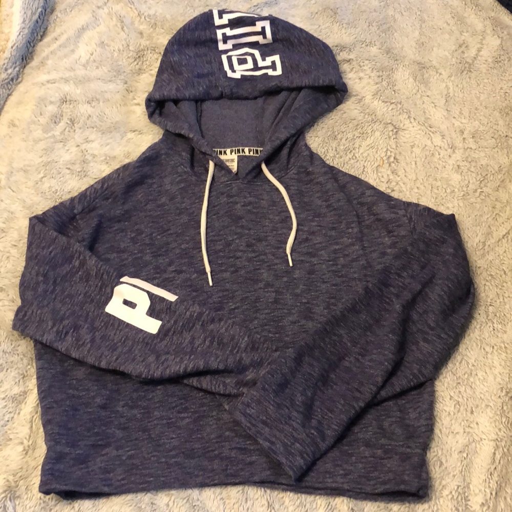 Blue Victoria’s Secret PINK cropped hoodie